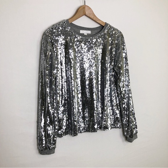 Eri & Ali by Anthropologie Babette Silver sequin top - Picture 7 of 11